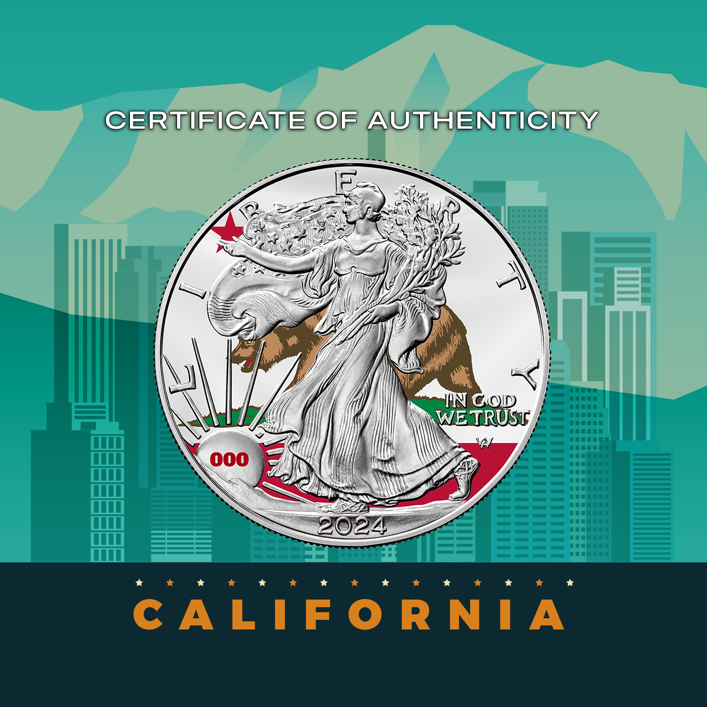 2024 State Flags Silver Eagle - California Limited Edition - CoinsTV