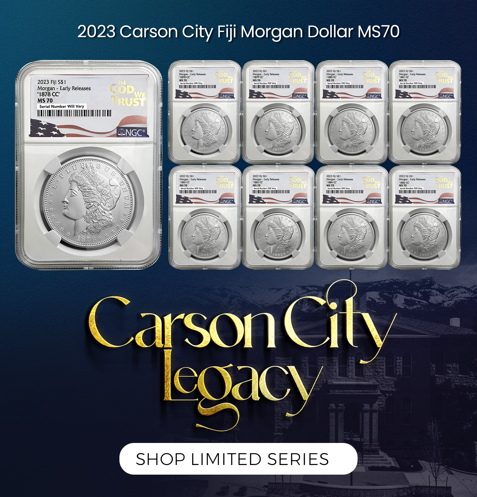 1883-CC Carson City Mint $1 Morgan Silver Dollar NGC MS64 - Free Shipping  USA - The Happy Coin