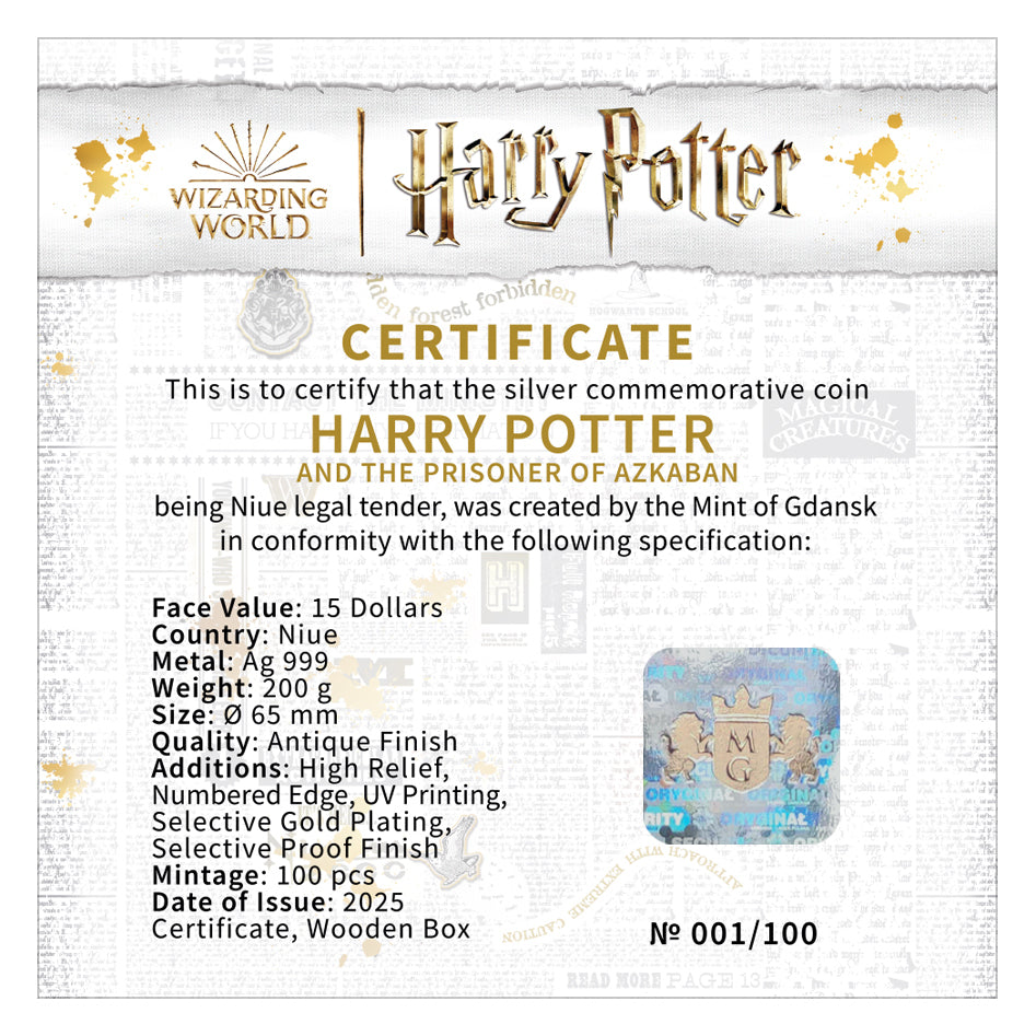 2025 Niue Harry Potter Prisoner of Azkaban 200g Silver Coin - CoinsTV