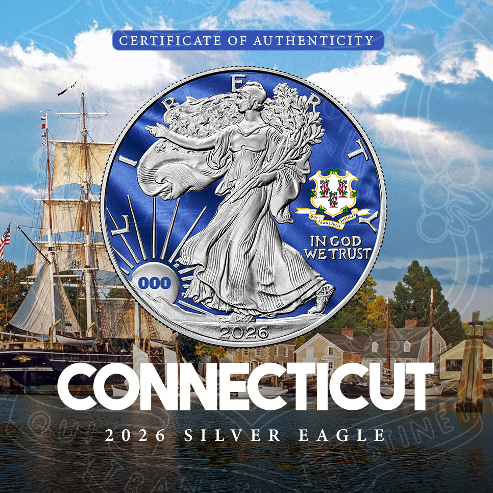 2026 State Flags Silver Eagle - Connecticut Limited Edition