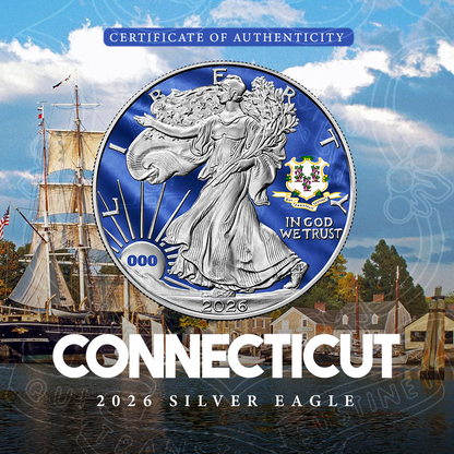 2026 State Flags Silver Eagle - Connecticut Limited Edition