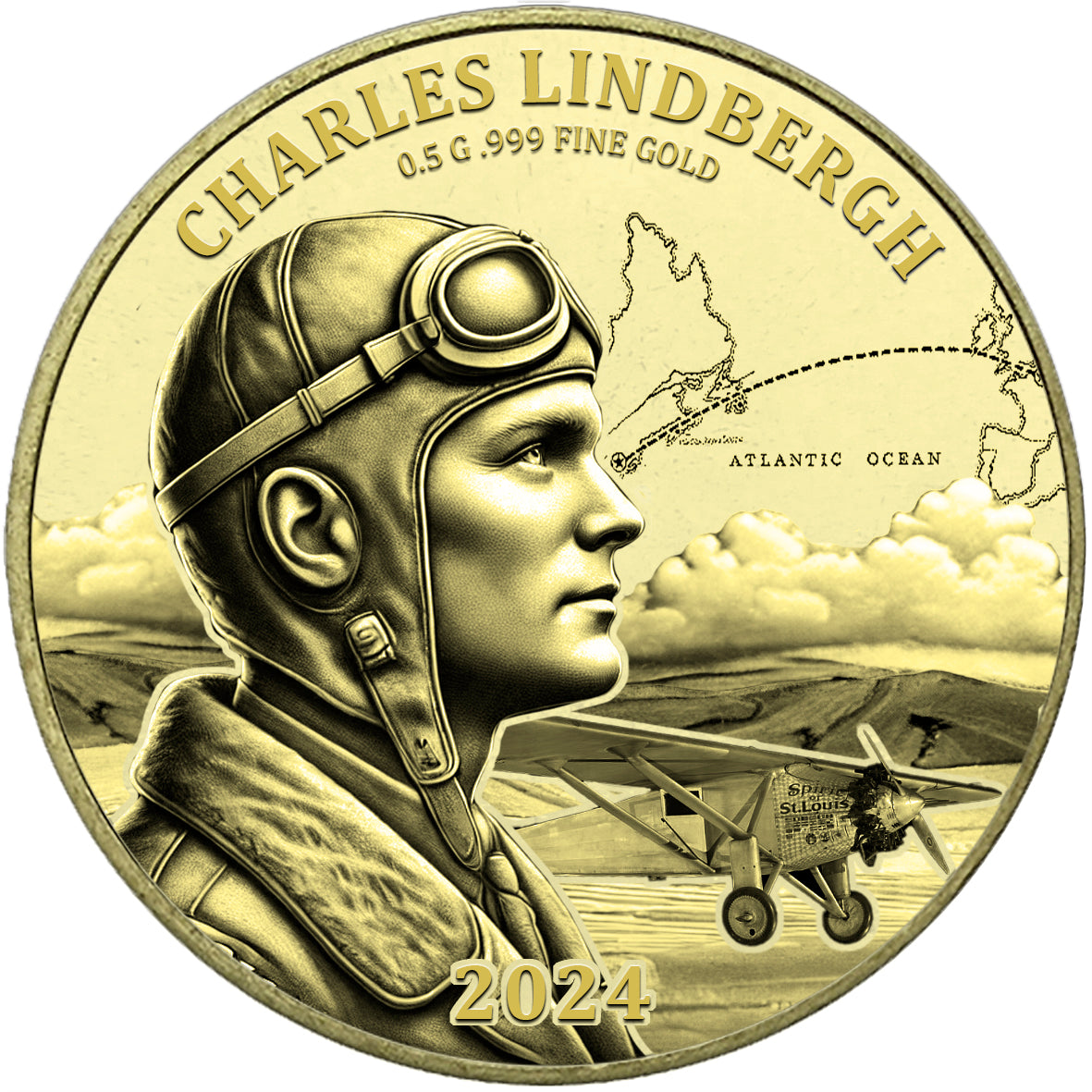 2024 Congo Charles Lindbergh 0.5g Gold Coin - CoinsTV