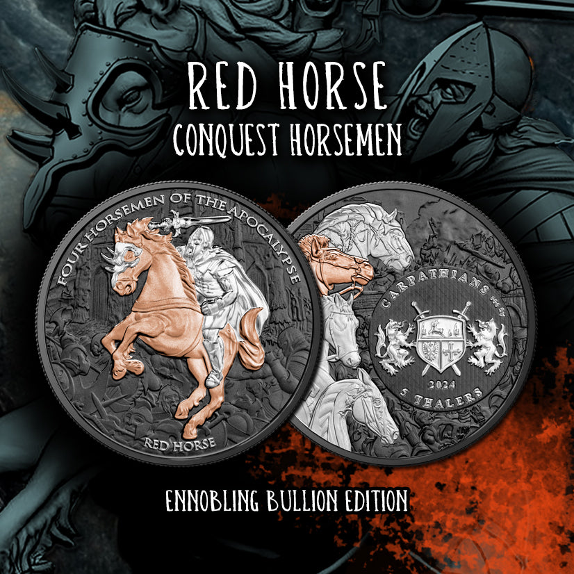 2024 Carpathian Four Horseman Red Horse Multimetal Edition 1 oz Silver Coin - CoinsTV