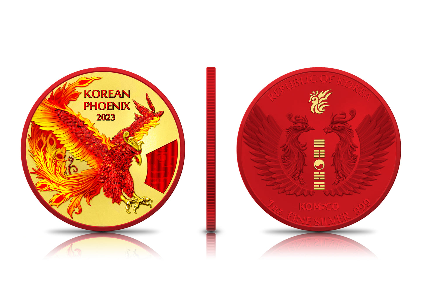 2023 Korea Phoenix Space Red & Gold Holo Edition 1 oz Silver Coin - CoinsTV