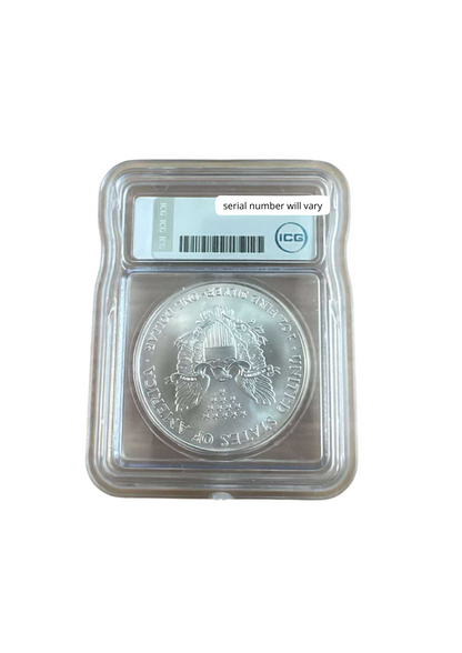 2000 Silver Eagle Struck Thru Error – ICG MS69+ Austin Hutto Signature - CoinsTV