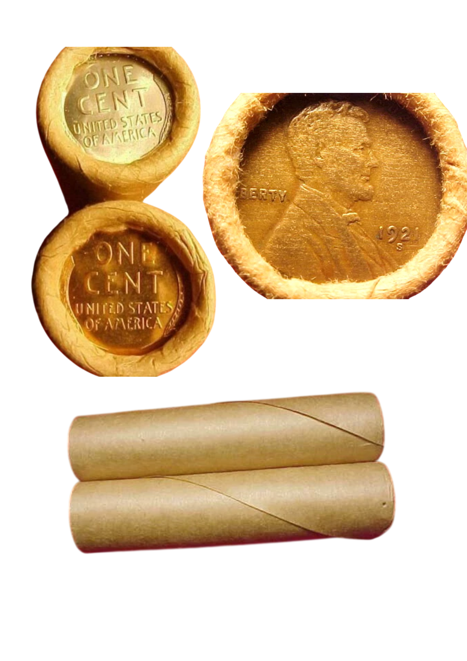 1909 VDB & 1921-S Lincoln Cent OBW BU Roll – Vintage Bank Wrap – Tails Wheat & Steel Ends - CoinsTV