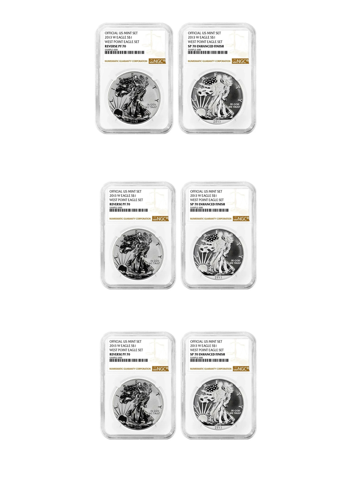 2013-W Silver Eagle 75th Anniversary West Point Mint 2pc Set NGC SP70 Brown Label