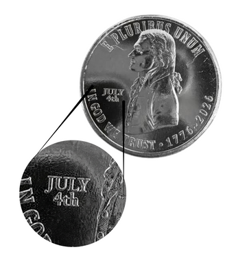 2026 Declaration of Independence Quarter "JULY 4th" Privy Mark