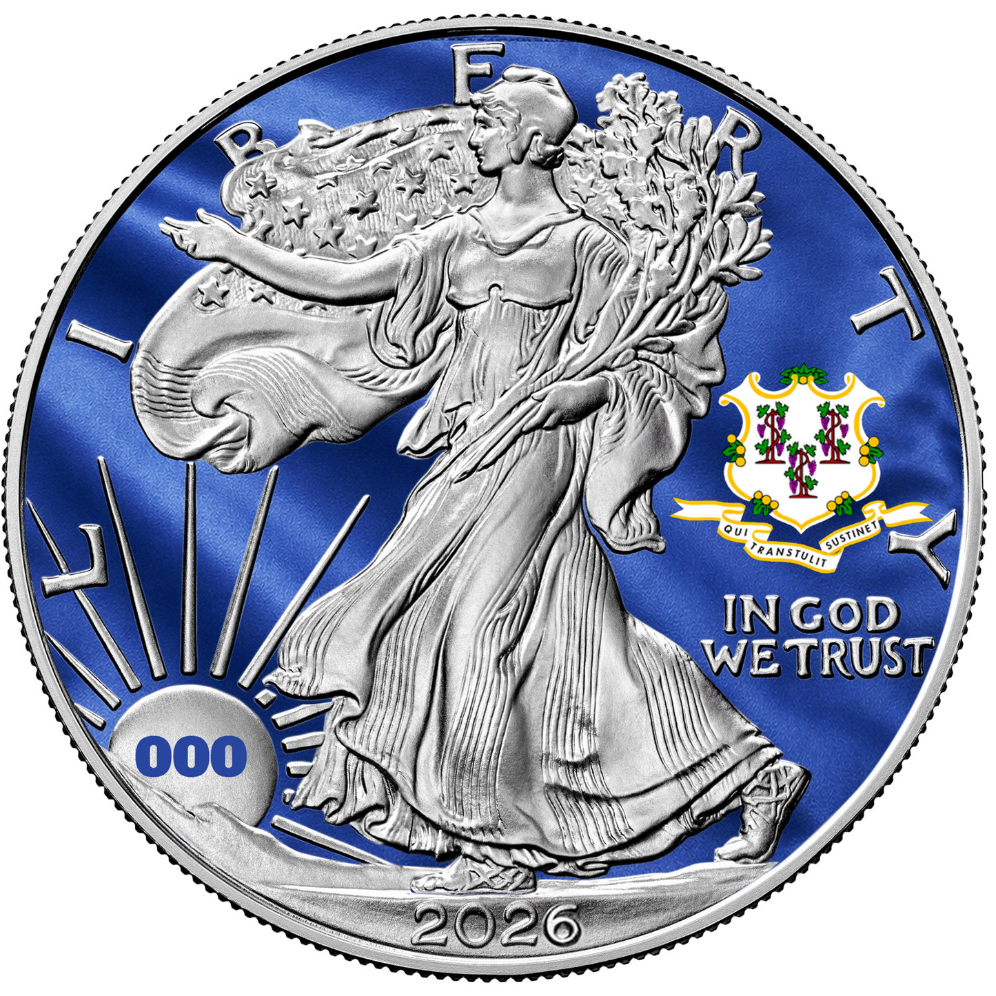 2026 State Flags Silver Eagle - Connecticut Limited Edition