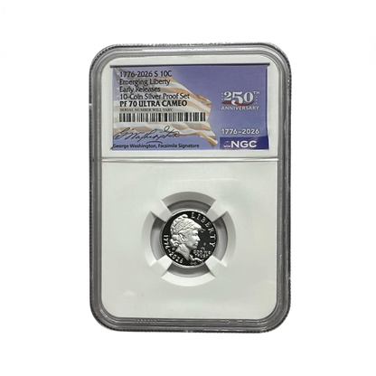 2026-S Emerging Liberty Silver Proof Dime - NGC PF70UC ER 250th Flag Label
