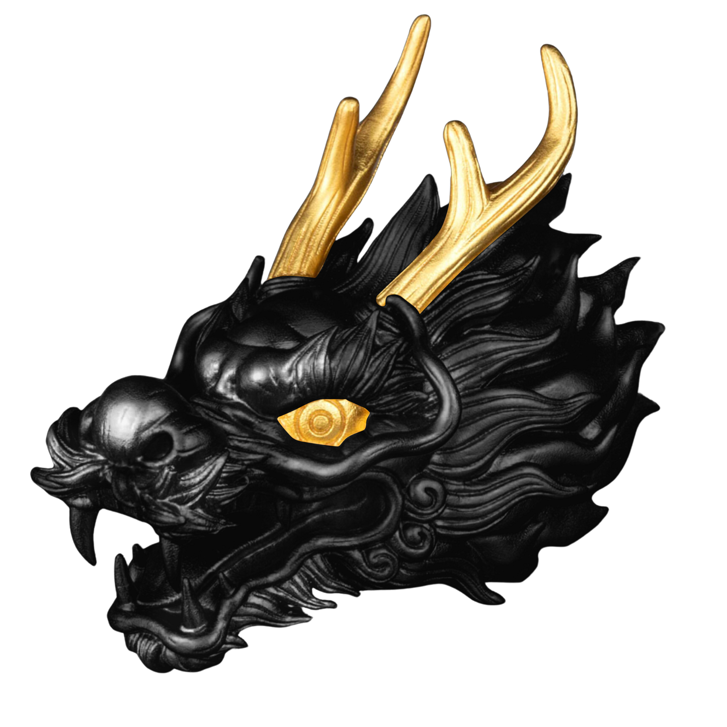 2024 Samoa 3D Dragon Head Black Ruthenium & Gold Enhanced - 3 oz Silver Coin - CoinsTV