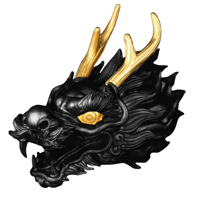 2024 Samoa 3D Dragon Head Black Ruthenium & Gold Enhanced - 3 oz Silver Coin - CoinsTV