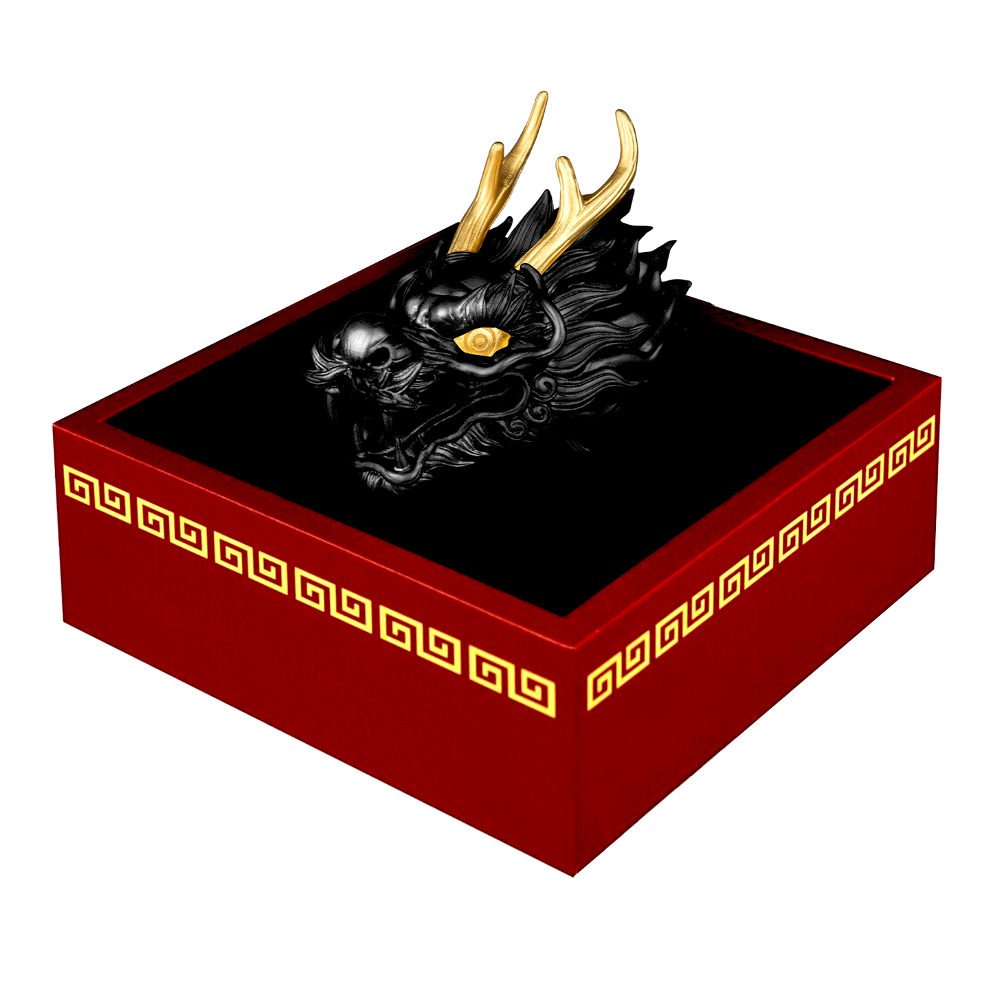 2024 Samoa 3D Dragon Head Black Ruthenium & Gold Enhanced - 3 oz Silver Coin - CoinsTV