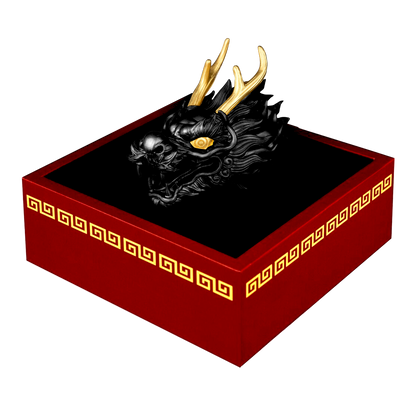 2024 Samoa 3D Dragon Head Black Ruthenium & Gold Enhanced - 3 oz Silver Coin - CoinsTV