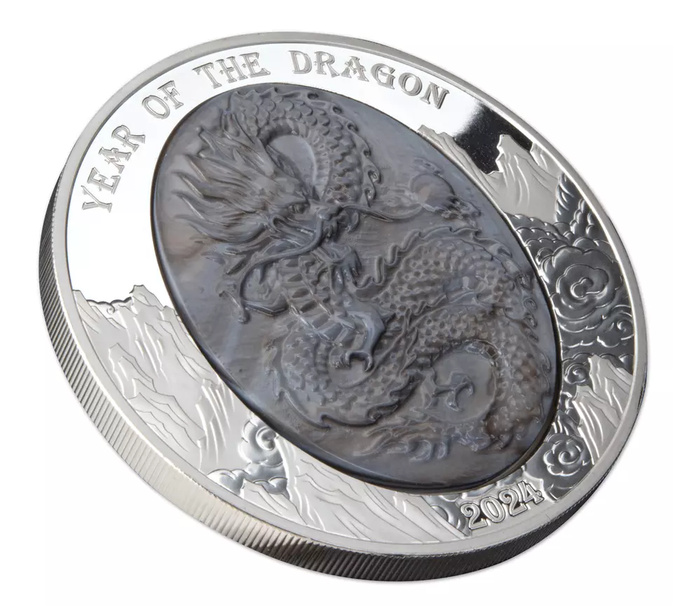 2024 Solomon Islands Mother of Pearl Lunar Year Dragon - 5 oz Silver - CoinsTV