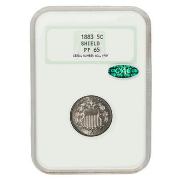 1883 Shield Nickel Philadelphia - NGC PF65 CAC