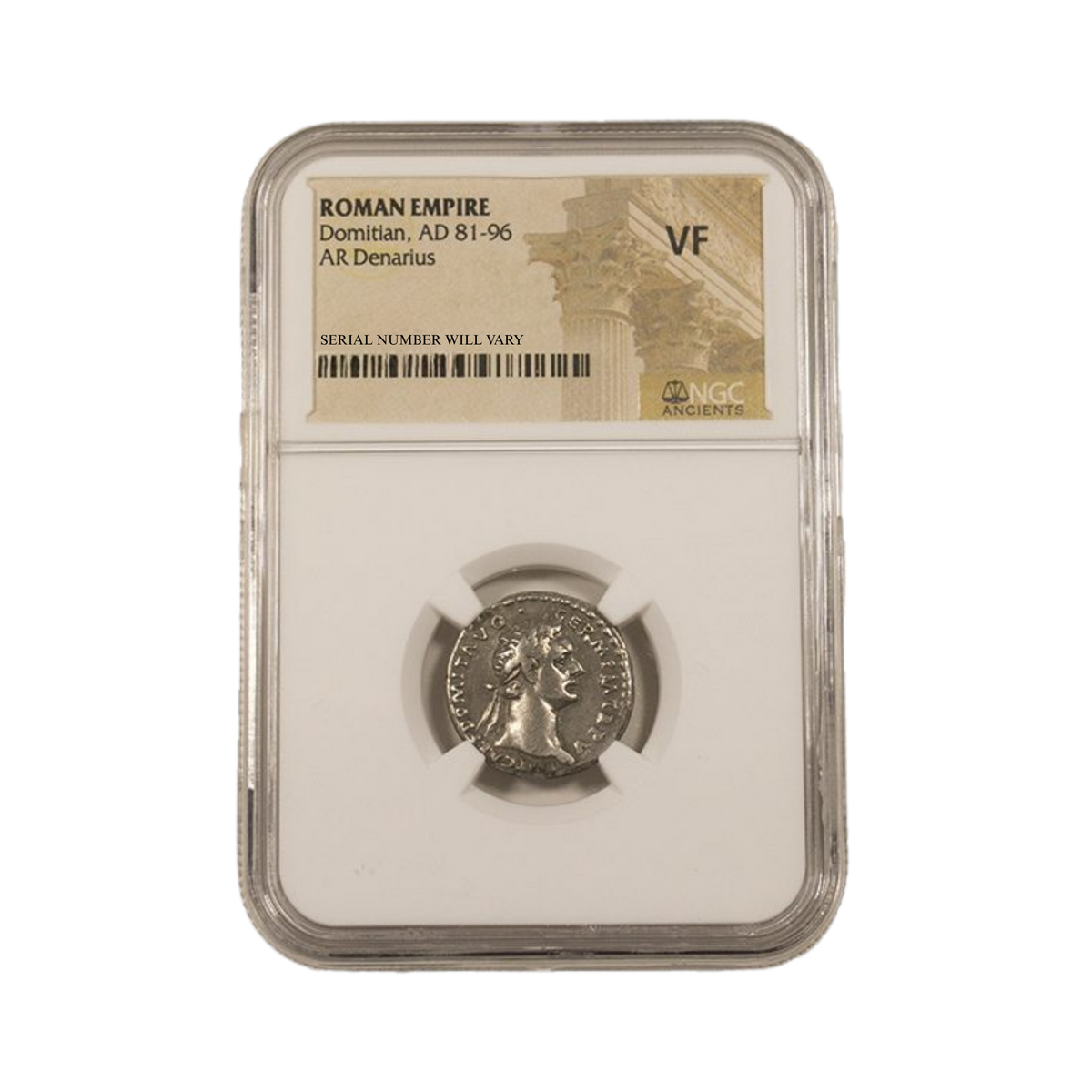Roman AR Denarius Domitian AD 81-96 - NGC Certified Slab - VF
