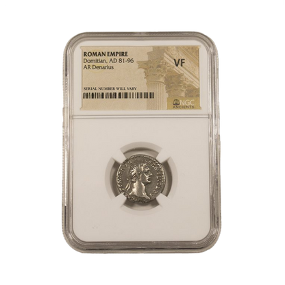 Roman AR Denarius Domitian AD 81-96 - NGC Certified Slab - VF