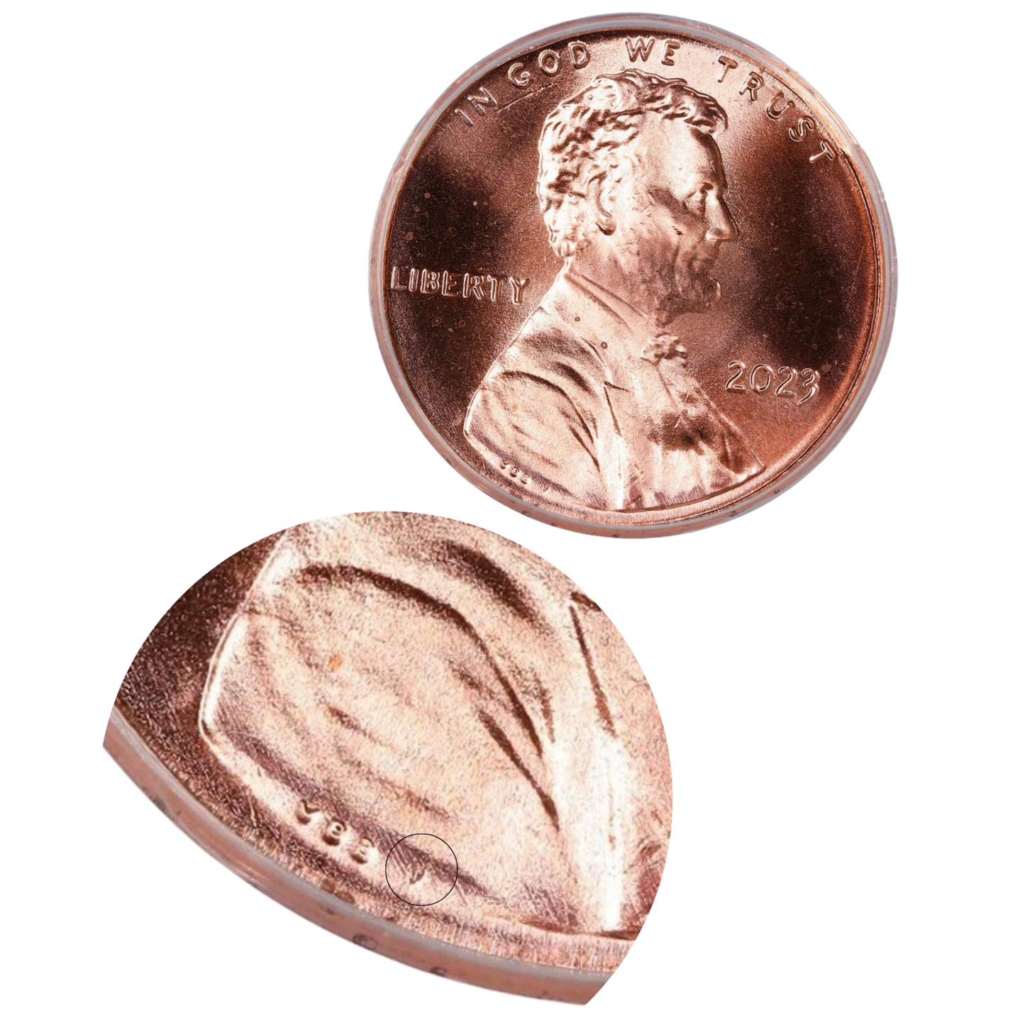 2023 Lincoln Shield Cent - Extra V on Shoulder - ANACS MS66 Red