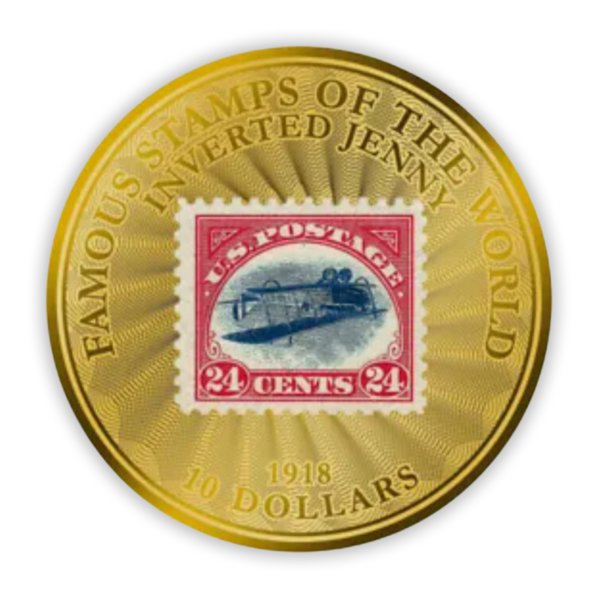 2022 Solomon  Islands Inverted Jenny $10 Most Famous Stamps - 1/100 oz Gold PL - CoinsTV
