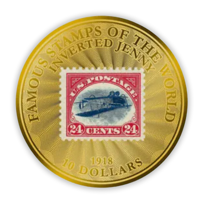 2022 Solomon  Islands Inverted Jenny $10 Most Famous Stamps - 1/100 oz Gold PL - CoinsTV