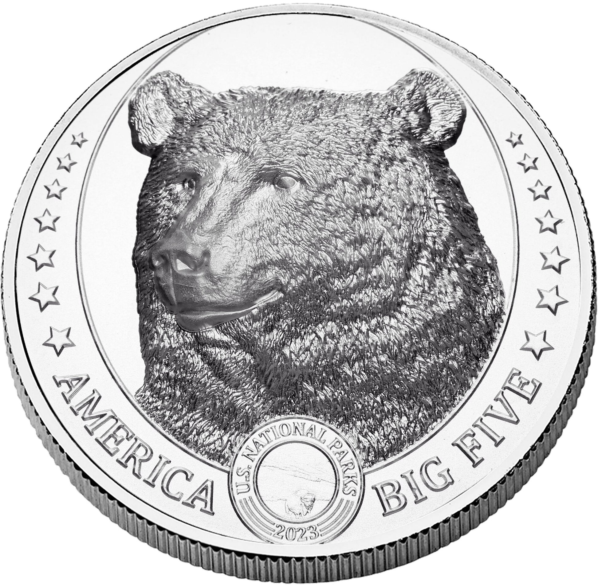 2023 Fiji America Big Five Brown Bear UHR 1 oz Silver Coin NGC MS 70 - CoinsTV