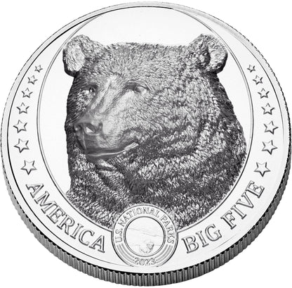 2023 Fiji America Big Five Brown Bear UHR 1 oz Silver Coin NGC MS 70 - CoinsTV