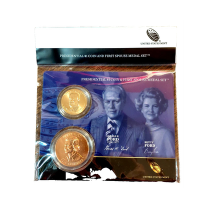 Presidential $1 Coin & First Spouse Bronze Medal Set - Gerald R. Ford