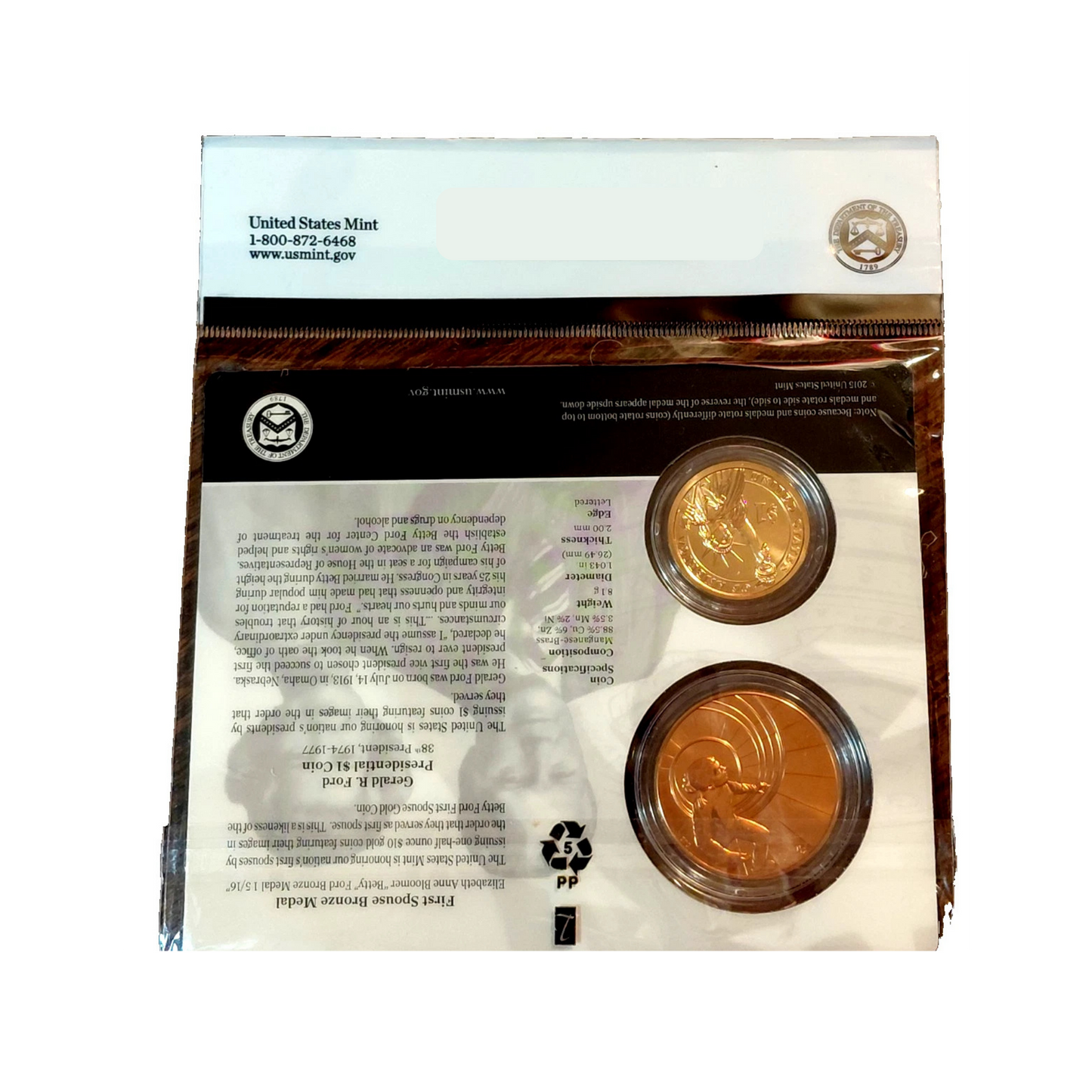 Presidential $1 Coin & First Spouse Bronze Medal Set - Gerald R. Ford