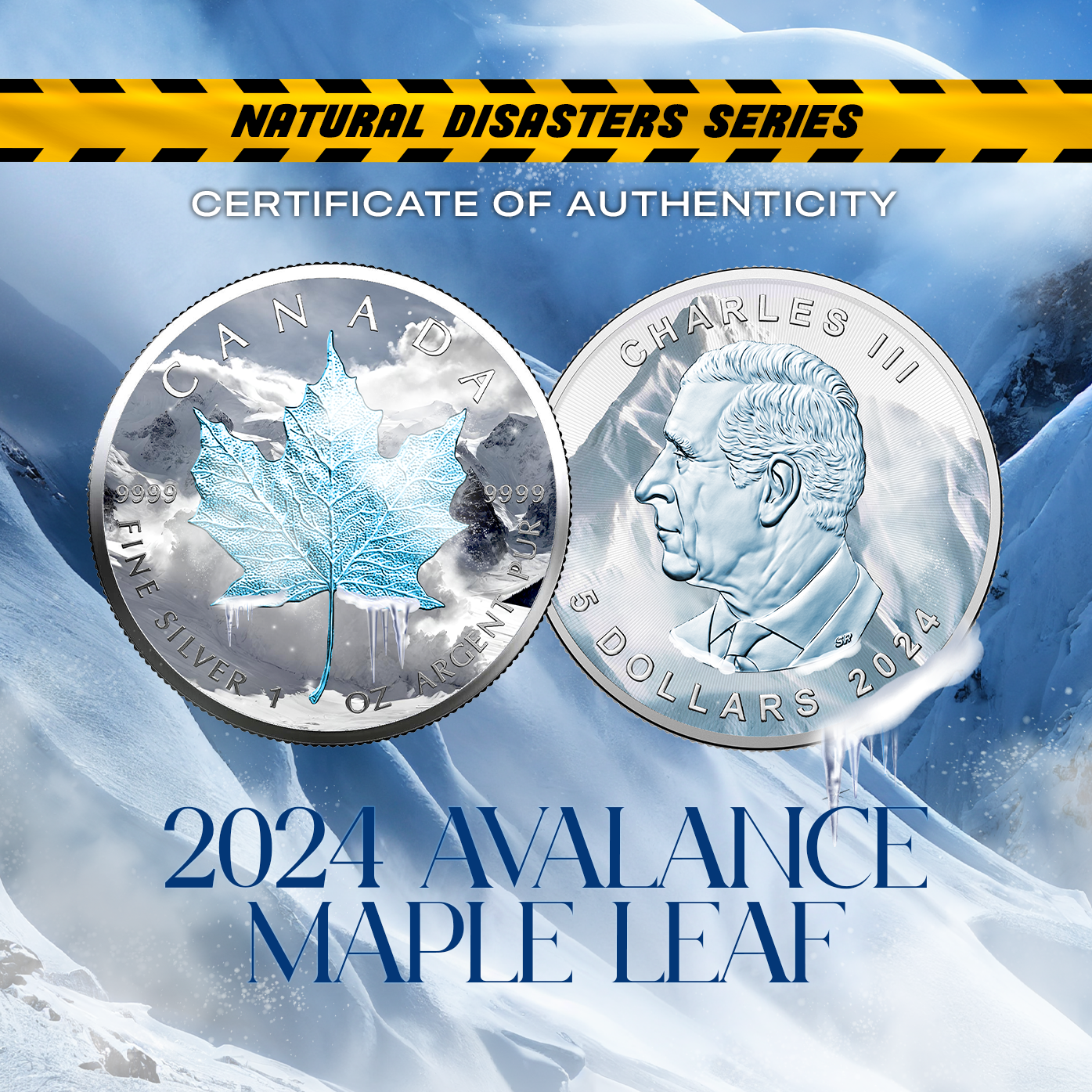 2024 1 oz Avalanche Maple Leaf Silver - Natural Disaster Series