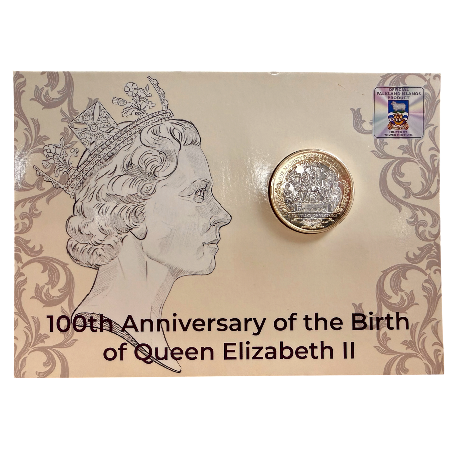 2026 Falkland Islands Queen Elizabeth 100th Birthday 2 Pounds CN Coin in Card