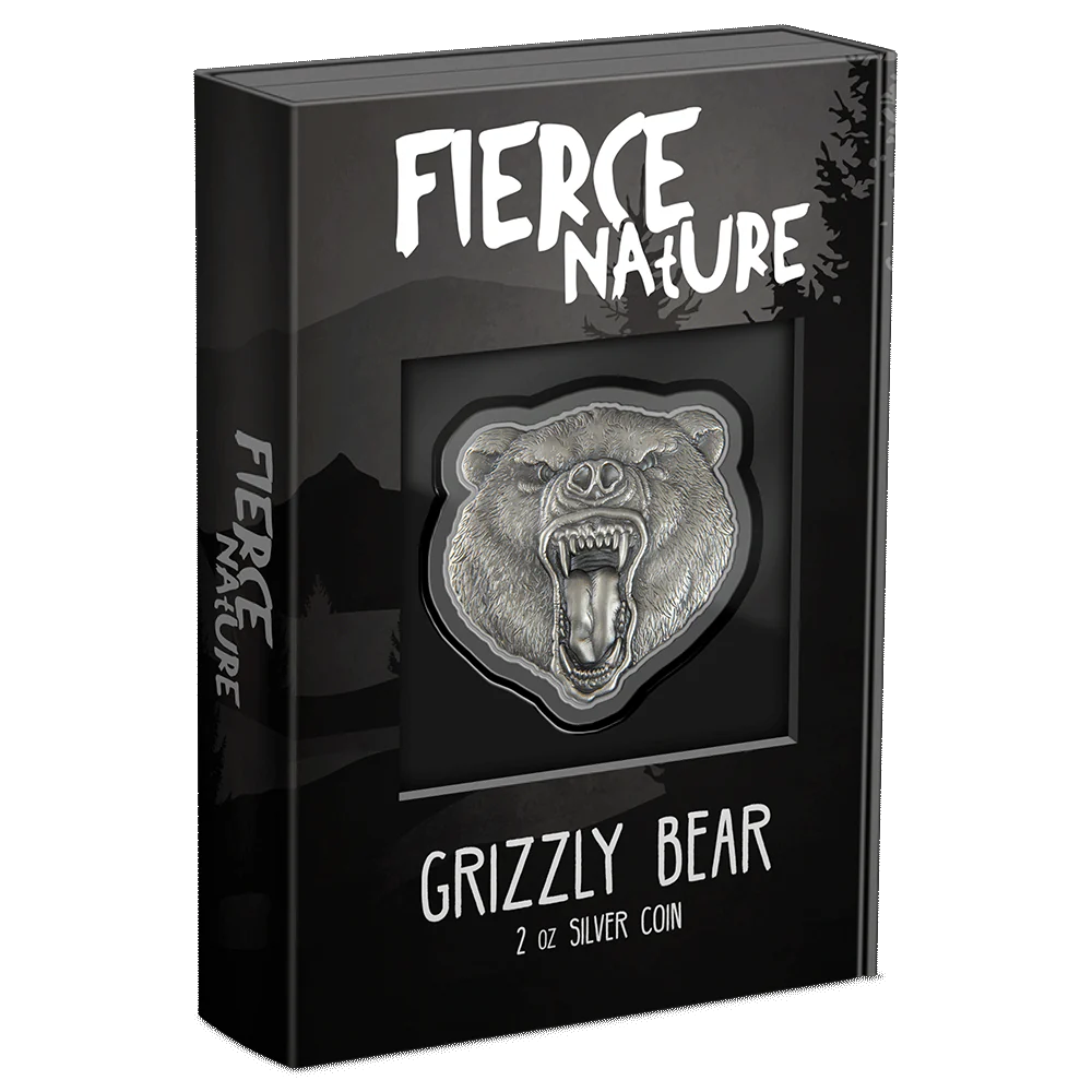 2023 Fierce Nature - Grizzly Bear 2 oz Silver - CoinsTV