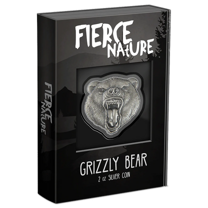 2023 Fierce Nature - Grizzly Bear 2 oz Silver - CoinsTV
