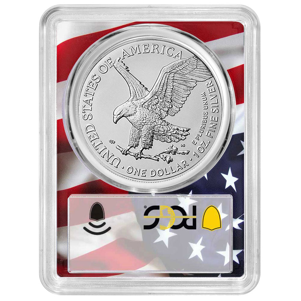 2026(W) Silver Eagle - PCGS MS70 FDOI Flag Frame - CoinsTV