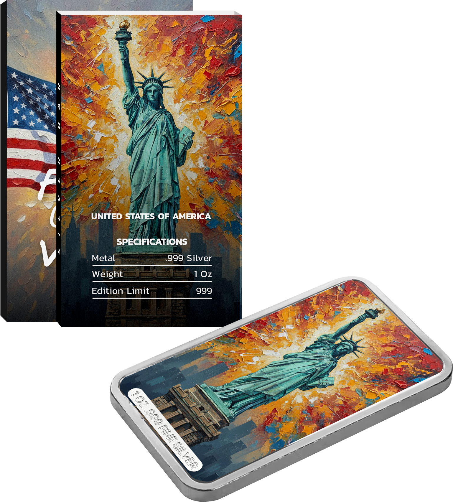 Flags of the World Silver Bar Series - USA - CoinsTV
