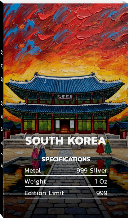 Flags of the World Silver Bar Series - South Korea - CoinsTV