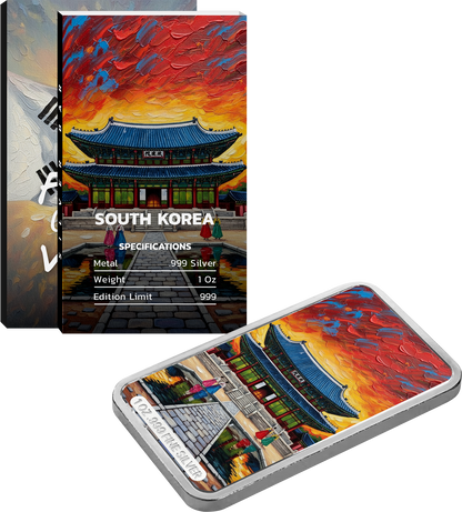 Flags of the World Silver Bar Series - South Korea - CoinsTV