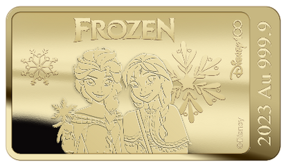 2023 Solomon Islands Disney Frozen 1/100 oz Gold Bar - CoinsTV