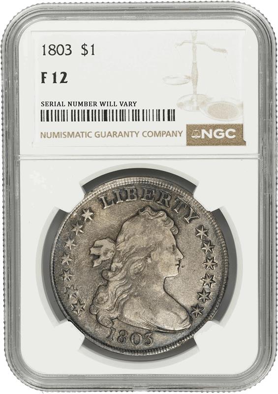 1803 Draped Bust Silver Dollar Philadelphia - NGC F12 - CoinsTV