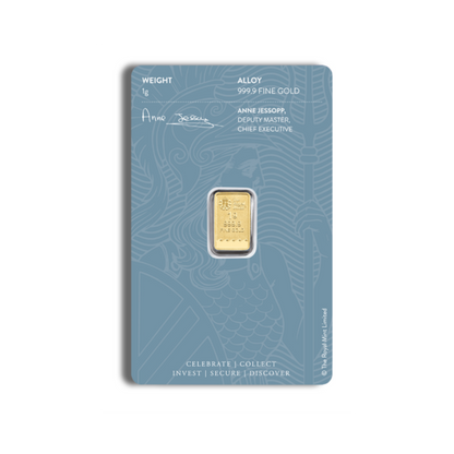 1 gram Gold Bar - Britannia (Carded)