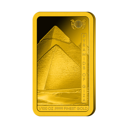 2025 Solomon Islands Ancient Egypt Pyramids of Giza 1/100 oz Gold Bar - CoinsTV