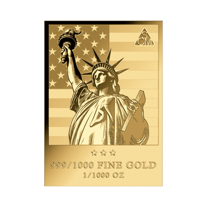 Statue of Liberty 1/1000 oz Gold Medal in Card