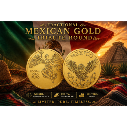 Mexican Tribute Fractional 1/500 oz Gold Round - CoinsTV
