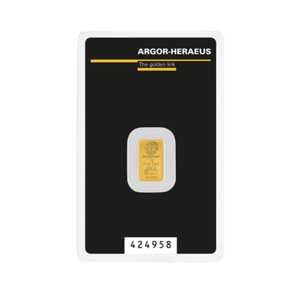 1 gram Gold Bar - Argor-Heraeus (Carded) - CoinsTV