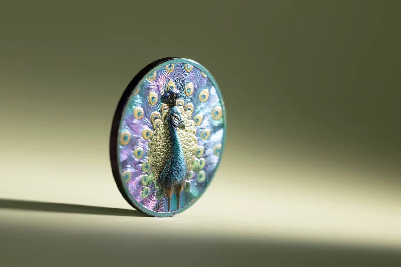 2025 Cook Islands Spectrum Peacock Colorized 1 oz Silver Proof - CoinsTV