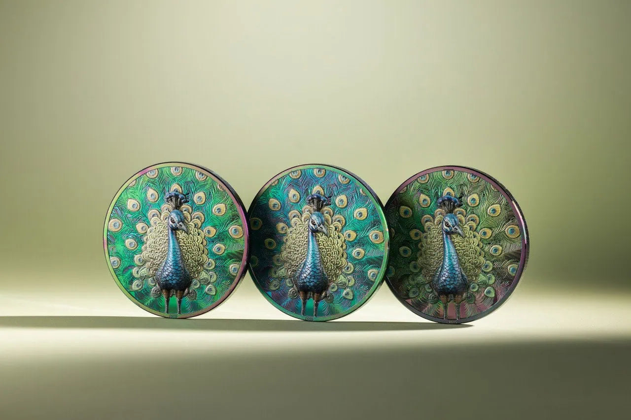 2025 Cook Islands Spectrum Peacock Colorized 1 oz Silver Proof - CoinsTV