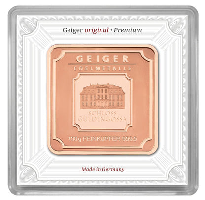 Geiger 100g Minted Copper Bar in Assay Card - CoinsTV