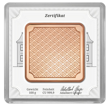 Geiger 100g Minted Copper Bar in Assay Card - CoinsTV