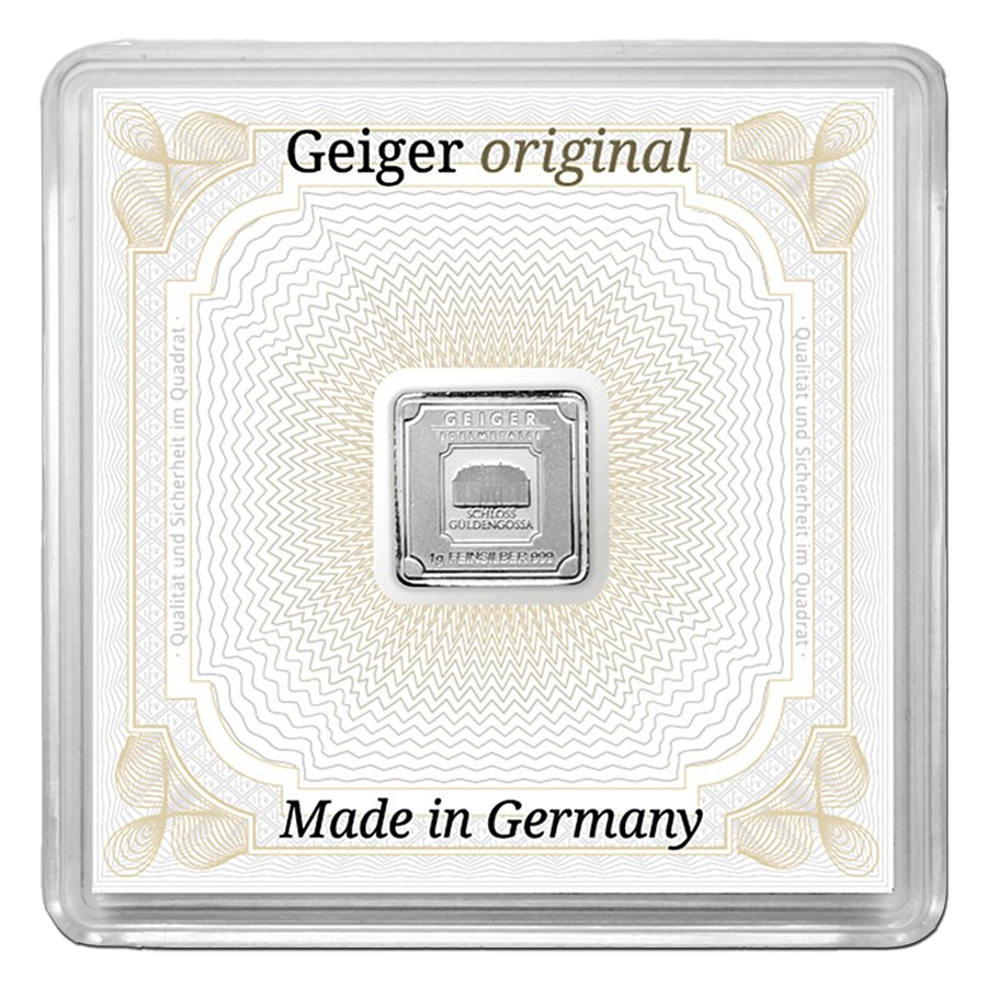 Geiger 1 gram Silver Carded Bar - CoinsTV