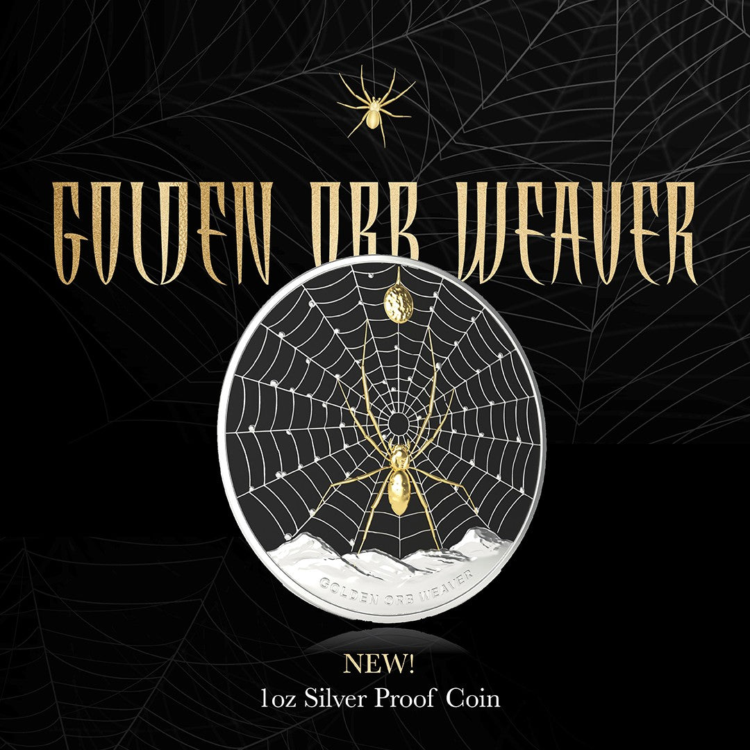 2026 Pitcairn Islands Golden Orb Weaver Spider 1 oz Silver Coin